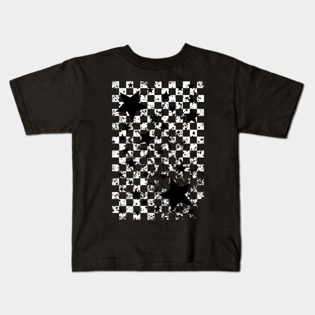 Rockstar Checkerboard (White Version) Kids T-Shirt by Jan Grackle